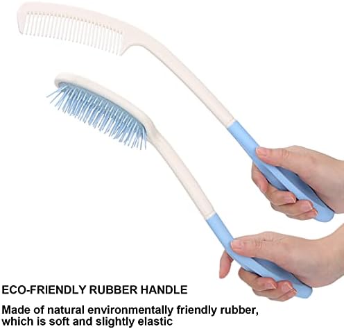 ZJchao Long Reach Handled Comb and Hair Brush Set, Anti-Slip Handle Comb Air Cushion Hairbrush Soft Easier Styling Comb Beauty Hair Accessory Applicable to Elderly and Hand-Disabled People