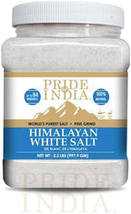 Pride of India - PACK of 6 - Himalayan White Salt Fine Grind 2.2 lbs (997.90 gm)- Rarest & Enriched W/84+ Natural Minerals- Low Sodium- Mineral Rich Nutrition and Enhanced Taste- Healthier Table Salt