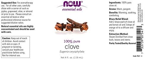 NOW Foods Essential Oil, Clove, 4 Fluid Ounce + 1 Glass Dropper