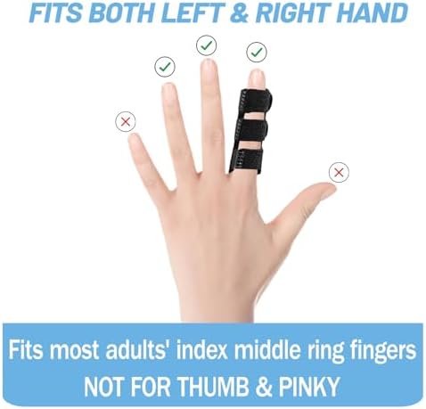 Finger Brace 4PCS Universal Trigger Finger Splint for Knuckle Immobilization,Arthritis Relief,Injury,Sprain,Broken Fingers,Fit Index,Middle,Ring Finger,Black