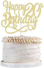 Gold Glitter Happy 20th Birthday Cake Topper,Cheers to 20 Years,happy 20th Birthday Cake Topper,20th Anniversary Cake Topper， men and women 20 years old happy birthday Party Decoration
