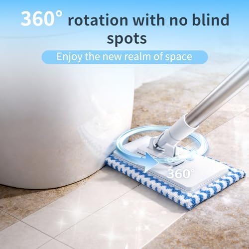 Snap Grip Mini Mop with Cloth Changing, Lazy Mop with Automatic Gripping, Convenient Zero-Touch Set, Portable Self-Squeeze, Small, Easy Cleaning for Home (with 5 Reusable Cloths)