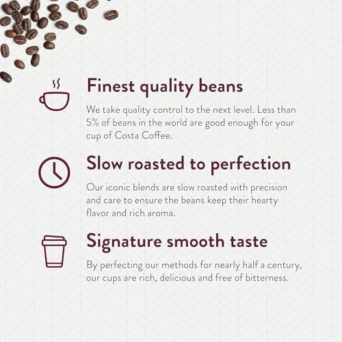 Costa Coffee Pods Medium Roast, Signature Blend Single-Serve Pods (10 Count), Smooth & Nutty 100% Arabica Beans, Compatible with Pod Brewers
