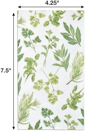 Gift Boutique 100 Pcs Botanical Herb Paper Guest Napkins Disposable Spring Summer Greenery Herbs Napkin for Flowers Floral Birthday Party Supplies