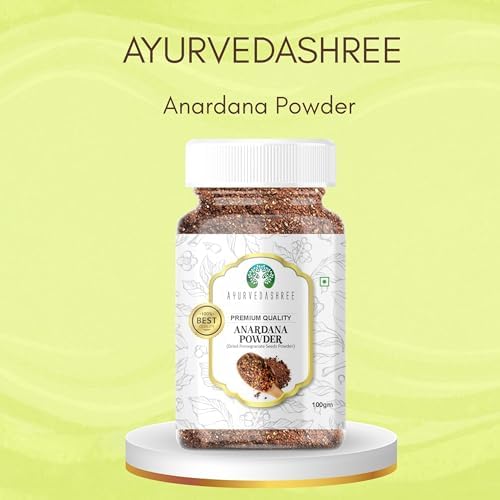 AYURVEDASHREE Anardana (Pomegranate) Ground, Indian Spice 100gm PET Jar | All Natural | No Color | Vegan | NON-GMO | No Salt or fillers | Anardana Powder | Pomegranate Powder | Indian Spice