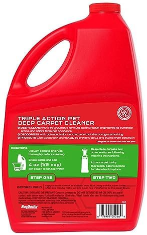 Rug Doctor Pet Carpet Cleaner, 96 oz., Pro-Enzymatic Formula with 3X Action - Cleans, Deodorizes, & Deters Remarking, Concentrated Solution, Professional Grade for Pet Stains & Odors