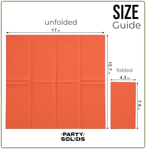 Party Solids Orange Dinner Napkins Disposable 8" x 4" Folded - 40 Pcs 2 Ply Orange Napkins Disposable Paper Guest Towels for Bathrooms, Dinners, Everyday Parties & Party Supplies