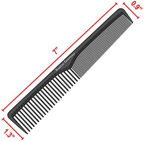 Professional 7 Inch Black Carbon Fiber Anti Static Chemical And Heat Resistant Comb For All Hair Types | Fine and Wide Tooth Comb For Men and Women