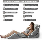 Ganaver 4pcs Orthopedic Bed Wedge Pillow Set Post Surgery Relaxing Back Adjustable Head Support Cushion Triangle Memory Foam Pillow for Acid Reflux Sleeping Reading Leg Elevation Snoring