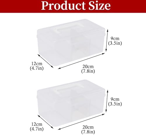 First Aid Box and Pet Frist Aid Storage Bin, Plastic Medicine Kit Case Empty, Divided Medicine Storage Box with Locking Lid & Handle, Traveling Emergency Supply Organizer for Family and Pet