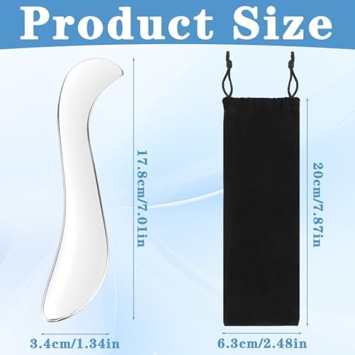 ElevateTech Stainless Steel Gua Sha Muscle Scraper Tool, Metal Muscle Scraping Tools for Physical Therapy and Deep Tissue Massage Body Skin Soft Tissue Massage Tool with Storage Bag, Silver