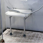 Shower Seats,Shower Chairs for Seniors,Folding Shower Bench Flip-Up Screw-in Bath Seat Wall Mounted Bathroom Chair Stool with Non-Slip Feet Drainage Holes Shower Head,Shower Bench
