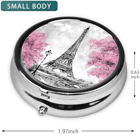 Pill Organizer 3 Compartment Paris Souvenirs Mini Metal Pill Holder, Travel Portable Small Pill Case Pocket for Man Woman - A-Eiffel Tower