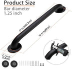 Shower Grab Bar, 2 Pack 16 Inch Black Bathroom Grab Bar, 1.25" Diameter 304 Stainless Steel Anti-Slip Grab Bars for Bathtubs and Showers, Handicap Shower Grab Bar for Seniors Elderly