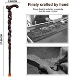 Wooden Walking Cane for Men & Women, 37.4" Trekking Pole Hiking Stick, Handcrafted of Lightweight Wood, Ergonomic Wood Cane for Seniors, Disability or Limited Mobility,Birthday Gift