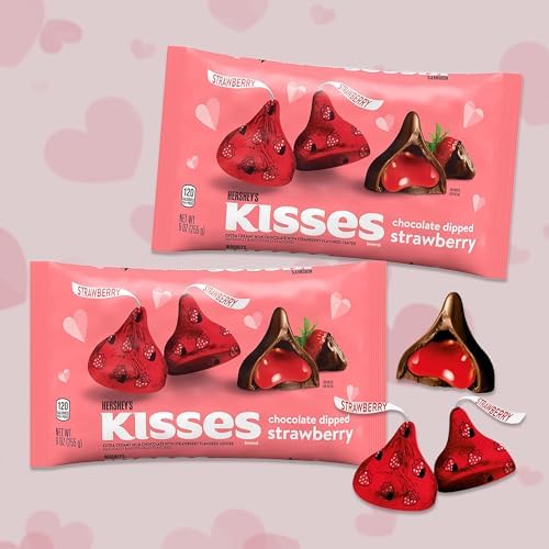 Snackivore Hershey Kisses Strawberry Filled Pack of 2 x 9oz Bags. Strawberry Hersheys Kisses Bulk