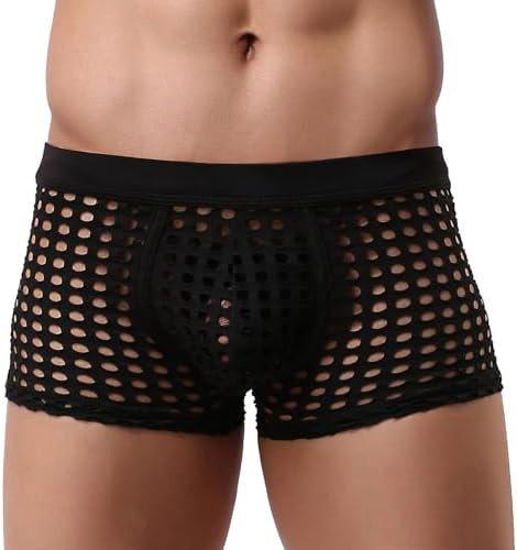 Panegy Men's Muscle Shorts Fishnet Openwork Boxer Shorts Workout Running Gym Mesh Hot Shorts Swim Trunks