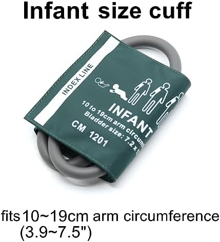 Universal NIBP Cuff with BP12 Connector for Infant, 10-19 cm Reusable Single Tube Nylon Replacement BP Cuff with Inner Airbag for Blood Pressure Monitor Machine