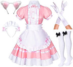 Japanese Anime Sissy Maid Dress Cosplay Sweet Classic Lolita Fancy Apron with Socks Gloves Set