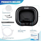 Inflatable Shampoo Basin - Portable Shampoo Bowl, Hair Washing Basin for Bedridden, Disabled,Injured, Hair Wash Tub for Dreadlocks and at Home Sink Washing (Black, 15in Inner)