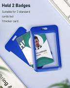 Uniclife 3 Pack Sliding ID Badge Holder Vertical Hard Plastic Case with Clear Window Blue Card Protector Pouch for Office School ID Credit Cards Proximity Key Cards Driver’s Licenses and Passes