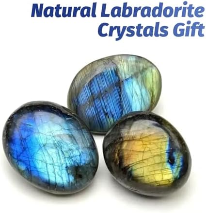 1PC Labradorite Crystals, Large Size Gemstone Labradorite Palm Stone, Irregular Shaped Labradorite Healing Stones, Natural Hand Carved Worry Stone Crystals for Meditation