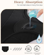 INNERSY Period Underwear for Women Heavy Flow High Waisted Menstrual Incontinence Panties 3-Pack(Black,Large)