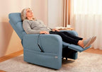 PEPE Mobility Power Lift Recliner Chair with Extended Footrest for Elderly People with Remote Control, Linen Fabric, Blue