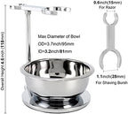 SANWA Deluxe Heavyweight Shaving Brush Razor Stand with Unbreakable Stainless Steel Shaving Bowl Set,Compatible with Gillette Fusion and Double Edge Safety Razor,Cartridge Razor