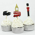 Flairs New York Happy Birthday Decorations Cup Cake Toppers Party Props (Pack of 24 Cup Cake Toppers, London Theme)