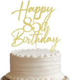 Happy 85th Birthday Cake Topper - Gold Glitter Cheers to 85th Years | Fabulous Cake Decoration for 85-Year-Old Party Supplies (85th)