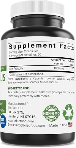 Brieofood Bee Propolis 1000mg per Serving - 120 Capsules