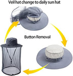 Mosquito Head Net Hat - Bug Cap Veil Mesh Protection with Hidden Netting for Dog Grooming Beekeeping Hiking Women