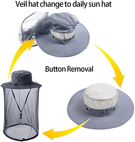 Mosquito Head Net Hat - Bug Cap Veil Mesh Protection with Hidden Netting for Dog Grooming Beekeeping Hiking Women