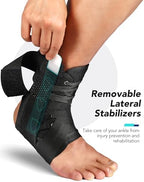 Quick Lace Up Ankle Brace for Women Men with Removable Side Splints, Adjustable Ankle Support for Sprained Ankle Injury Recovery, Ankle Stabilizer for Basketball Volleyball Tennis, FSA Eligible
