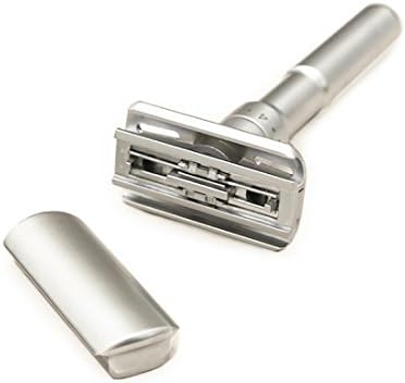 Travel Double Edge Safety Razor, River Lake RZ700 Long Handle Adjustable Classic Safety Shaver Razor (Razor with Protective Case and Stand)