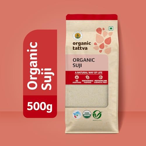 Organic Tattva Semolina Coarse Rawa Suji, 500g USDA Organic Certified