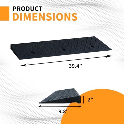 Curb Ramps for Sidewalks 2" Rise Rubber Curb Ramps Threshold Ramp for Driveway Shed Ramp for Riding Mower Garage Ramp Door Threshold Ramp for Wheelchair 7000lbs Capacity