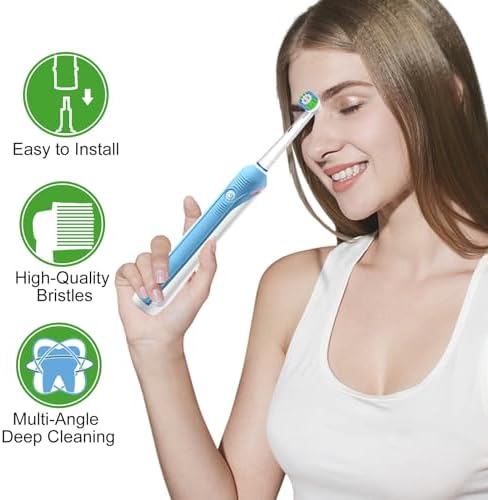 16 Pack Precision Replacement Brush Heads Compatible with Oral B Braun Electric Toothbrush. 8pcs White and 8pcs Black.