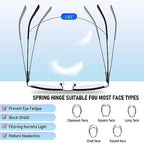 3-Pack Reading Glasses for Men, Lightweight Metal Half Frame Blue Light Blocking Computer Readers, Stylish Filter UV Ray/Computer Glare with Spring Hinge Eyeglasses(2 Gray+1Black,+2.25)