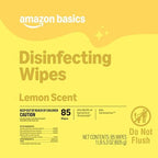 Amazon Basics Disinfecting Wipes, Lemon & Fresh Scent, Sanitizes, Cleans, Disinfects & Deodorizes, 255 Count (3 Packs of 85), Packaging May Vary