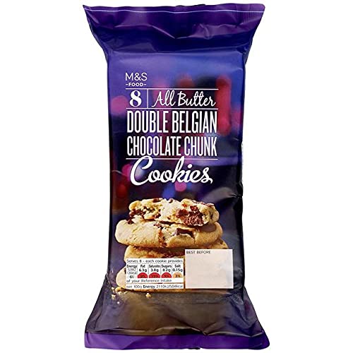 Marks and Spencers 20 AllDouble Belgian Chocolate Chunk Cookies | 2 x 7 Pack | M&S Food Vegetarian | 2 x 225g