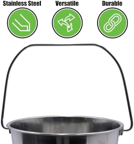 Grip Stainless Steel Bucket (2 Gallon) - Great for Pets, Cleaning, Food Prep - Hang on Fences, Cages, Kennels - Home, Garage, Workshop