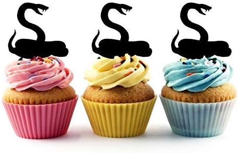 Striking Snake Silhouette Acrylic Cupcake Toppers 12 pcs