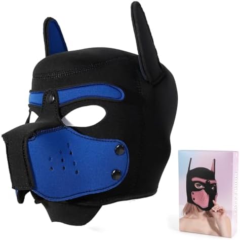 Adults Neoprene Puppy Hood Mask Pup Play Gear, Removable Cosplay Dog Full Face Pup Hood Pup Mask