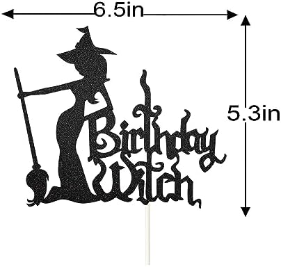 Birthday Witch Cake Topper, Witch Cake Topper, Happy Birthday Witch Decor for Girl’s Birthday Halloween Party Decoration Supplies