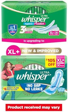 Whisper Ultra Clean Sanitary Pads - 30 Pieces (XL Plus)
