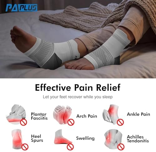 6 Pairs Plantar Fasciitis Socks for Men & Women, Ankle Brace Compression Socks with Arch Support for Achilles Tendonitis, Heel Pain, Swelling & Arthritis Relief, White, X-Large