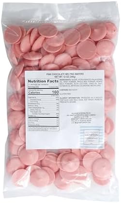 Pink Chocolate Melting Wafers, 12 Ounce Bulk Bag, Pink Candy, Melting Chocolate Candies Discs For Baking, Dipping, Decorating - The Hampton Popcorn & Candy Company