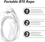Scicalife Hearing Aids Clip Lanyard for Seniors Portable Bte Anti-Lost Rope with Safety Clamp Silicone Rings and Carry Case 15.35 Inch